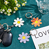6Pcs 3 Colors Daisy Alloy Enamel Pendant Keychain KEYC-HY0001-18-5