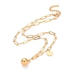 304 Stainless Steel Round Ball & Flat Round Pendant Necklace for Women NJEW-G018-12G-2