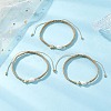 3Pcs Natural Cultured Freshwater Pearl & Brass & 304 Stainless Steel Beads Braided Bead Bracelets for Women BJEW-JB13108-1