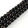 Dyed & Heated Natural Black Agate Round Bead Strands G-R342-4mm-01-1