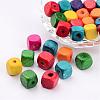 Mixed Lead Free Cube Natural Wood Beads X-YTB027-1