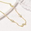 Brass Micro Pave Clear Cubic Zirconia Moon Star Link Chain Bracelets KK-CBA6980-28G-2