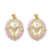 Brass Pave Shell Pendants KK-I708-01C-G-1