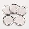 Tibetan Style Flat Round Alloy Pendant Cabochon Settings TIBEP-Q049-19AS-RS-2