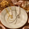 2Pcs 2 Colors Alloy Crystal Rhinestone Butterfly Pendant Necklaces NJEW-HY0001-30-4