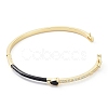 Enamel Teardrop Hinged Bangle with Cubic Zirconia BJEW-G673-01G-01-2