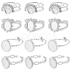 16Pcs 4 Styles 304 Stainless Steel Ovsl Cuff Ring Components RJEW-SC0001-38-1