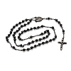 Men's Rosary Bead Necklace with Crucifix Cross NJEW-I011-6mm-04-3