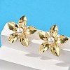 Brass ABS Plastic Imitation Pearl Flower Stud Earrings EJEW-S258-02G-3