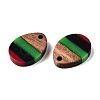 Jamaican Colour Epoxy Resin & Walnut Wood Pendants RESI-N039-122B-2