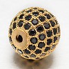 CZ Brass Micro Pave Cubic Zirconia Round Beads ZIRC-L017-10mm-06G-2