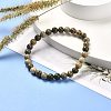 Natural Silver Leaf Jasper Round Beads Stretch Bracelet for Men Women BJEW-JB06824-01-2