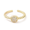 Clear Cubic Zirconia Flat Round Open Cuff Ring RJEW-E072-03G-2