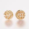Brass Micro Pave Cubic Zirconia Beads ZIRC-K063-04G-1