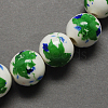 Floral Printed Porcelain Beads PORC-Q199-10mm-18-2