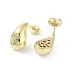 Teardrop Rack Plating Brass Cubic Zirconia Stud Earrings for Women EJEW-B047-02G-07-2