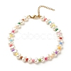 ABS Plastic  Pearl Beaded Anklets with Round Acrylic Beads for Women AJEW-AN00499-1