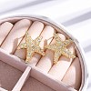 Rack Plating Brass Micro Pave Clear Cubic Zirconia Stud Earrings for Women EJEW-C125-27C-G-1
