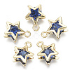 Brass Micro Cubic Zirconia Charms X-KK-N235-034C-1
