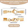 40Pcs 304 Stainless Steel Lobster Claw Clasps with Cord Ends STAS-SC0021-08-2