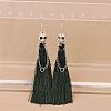 Zinc Alloy Polyester Skull Tassel Dangle Earrings FS-WG69CBD-06-1