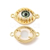Evil Eye Resin Brass Connector Charms RESI-E026-01G-04-1