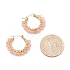 Faceted Round Natural Stone Beads Huggie Hoop Earrings for Girl Women EJEW-JE04687-6