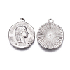 Tarnish Resistant 304 Stainless Steel Coin Charms X-STAS-F207-08P-2