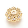 Multi-Petal Brass Micro Pave Cubic Zirconia Bead Caps ZIRC-F088-038G-1