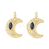 Rack Plating Brass Micro Pave Midnight Blue Cubic Zirconia Pendants KK-D073-10G-1