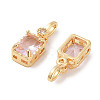 Brass Micro Pave Cubic Zirconia Pendants KK-C051-54G-03-2