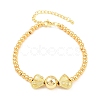 Brass Micro Pave Clear Cubic Zirconia Round Beaded Bracelets BJEW-F528-05G-4