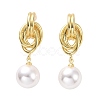 Knot with Plastic Pearl Dangle Stud Earrings EJEW-A072-08LG-1