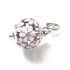 Alloy Crystal Rhinestone Bead Cage Pendants ENAM-M047-02P-D-3