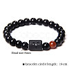 12 Constellations Protetion Natural Carnelian & Black Obsidian  Round Beads Stretch Bracelets for Men Women WG083ED-09-2