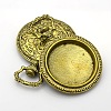 Flat Round Alloy Pendant Cabochon Settings PALLOY-J414B-AB-NF-2