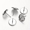 Tarnish Resistant Flat Round Stainless Steel Stud Earring Settings X-STAS-M227-10mm-1