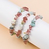 Natural Amazonite & Strawberry Quartz Chip Stretch Bracelets BJEW-JB04490-04-4