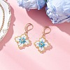 3 Pairs Handmade Glass Seed Beads Flower Leverback Earrings EJEW-MZ00578-4