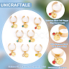 8Pcs 8 Color Birthstone Rhinestone & 201 Stainless Steel Flat Round Charm Rings Set RJEW-AB00003-5