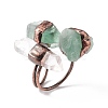 Natural Fluorite & Quartz Crystal Irregular Nugget Open Cuff Ring RJEW-I082-07R-03-4