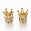 Rack Plating Brass Cubic Zirconia Beads ZIRC-S034-02G-3