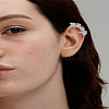 1Pc Brass Fashionable Rhinestone Flower Cuff Earrings EJEW-LP0012-11P-1