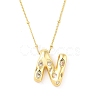 Brass Micro Pave Clear Cubic Zirconia Pendant Necklaces NJEW-Z038-01G-N-2