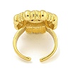 Rack Plated Brass Micro Pave Cubic Zirconia Flower Open Cuff Rings for Women RJEW-Z042-02G-01-3