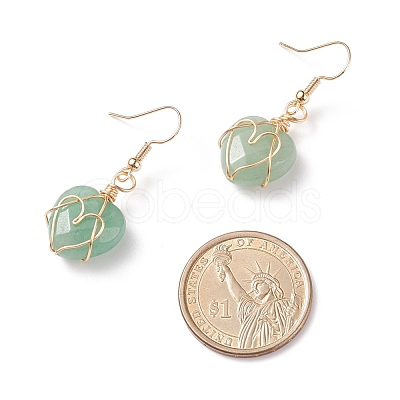 Gemstone Heart Dangle Earrings EJEW-JE04965-1