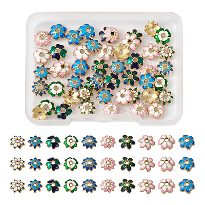 60Pcs 10 Style Alloy Enamel Bead Caps FIND-YS0001-16-1