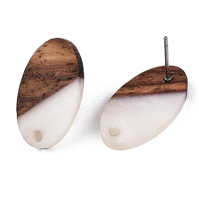 Resin & Walnut Wood Stud Earring Findings MAK-N032-005A-H04-1