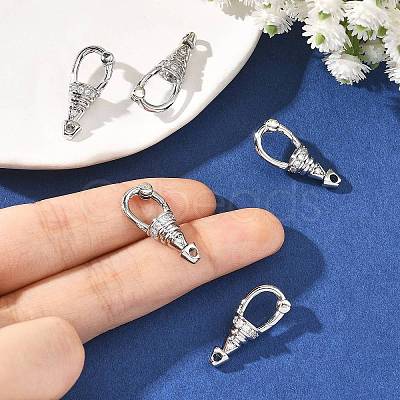 SHEGRACE Brass Micro Pave Clear Cubic Zirconia Spring Gate Clasps XGRQ58856-750P-1