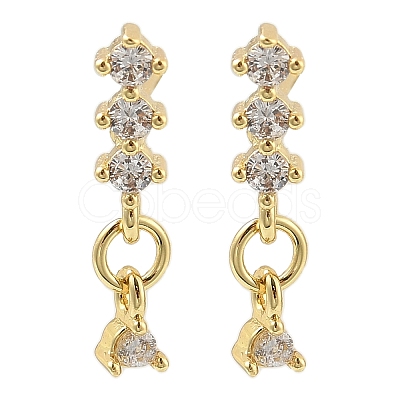 Brass Micro Pave Clear Cubic Zirconia Stud Earrings EJEW-R016-26G-01-1
